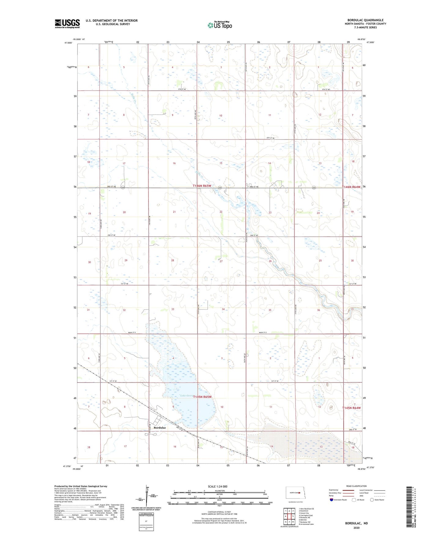 Bordulac North Dakota US Topo Map Image
