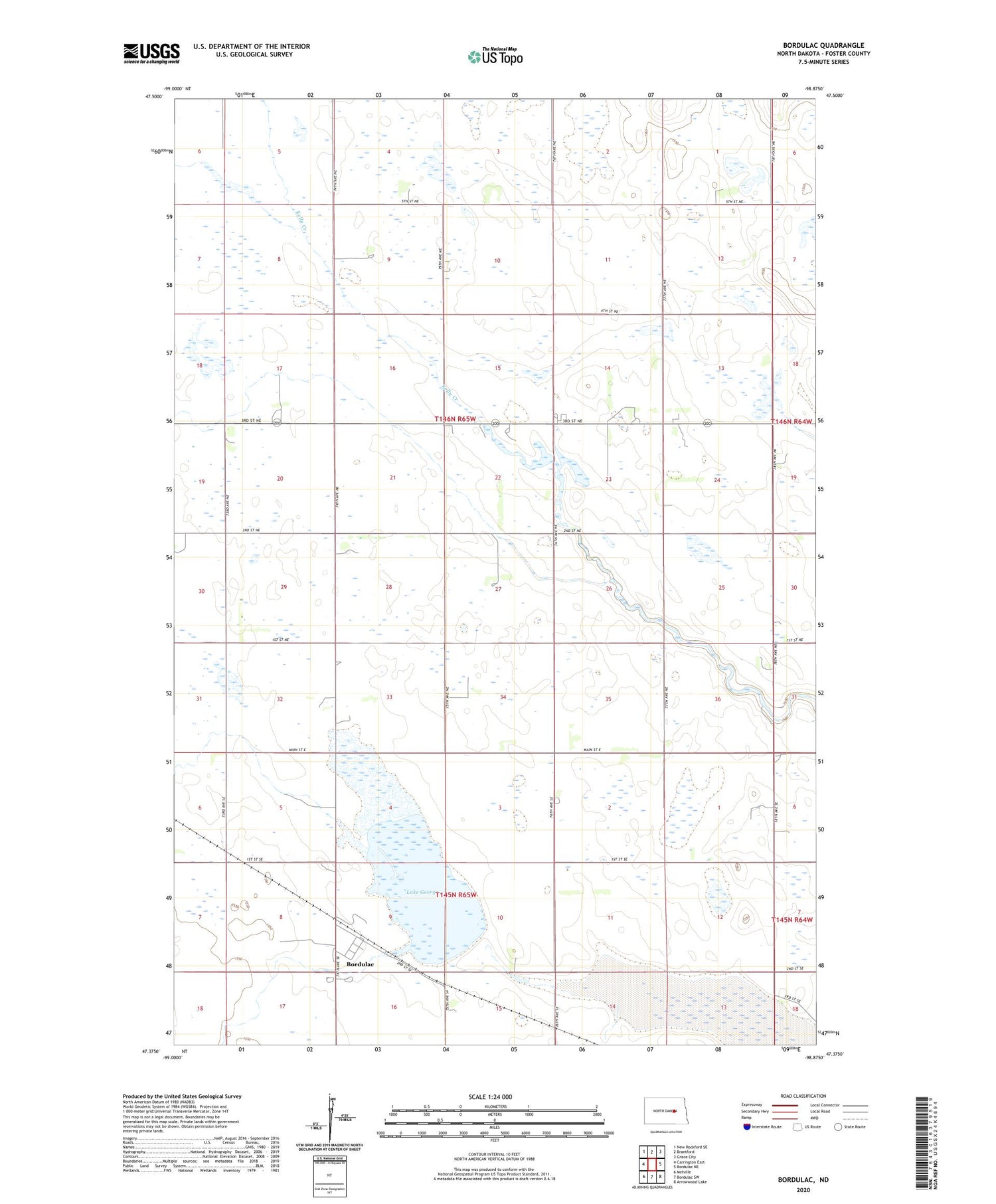 Bordulac North Dakota US Topo Map Image