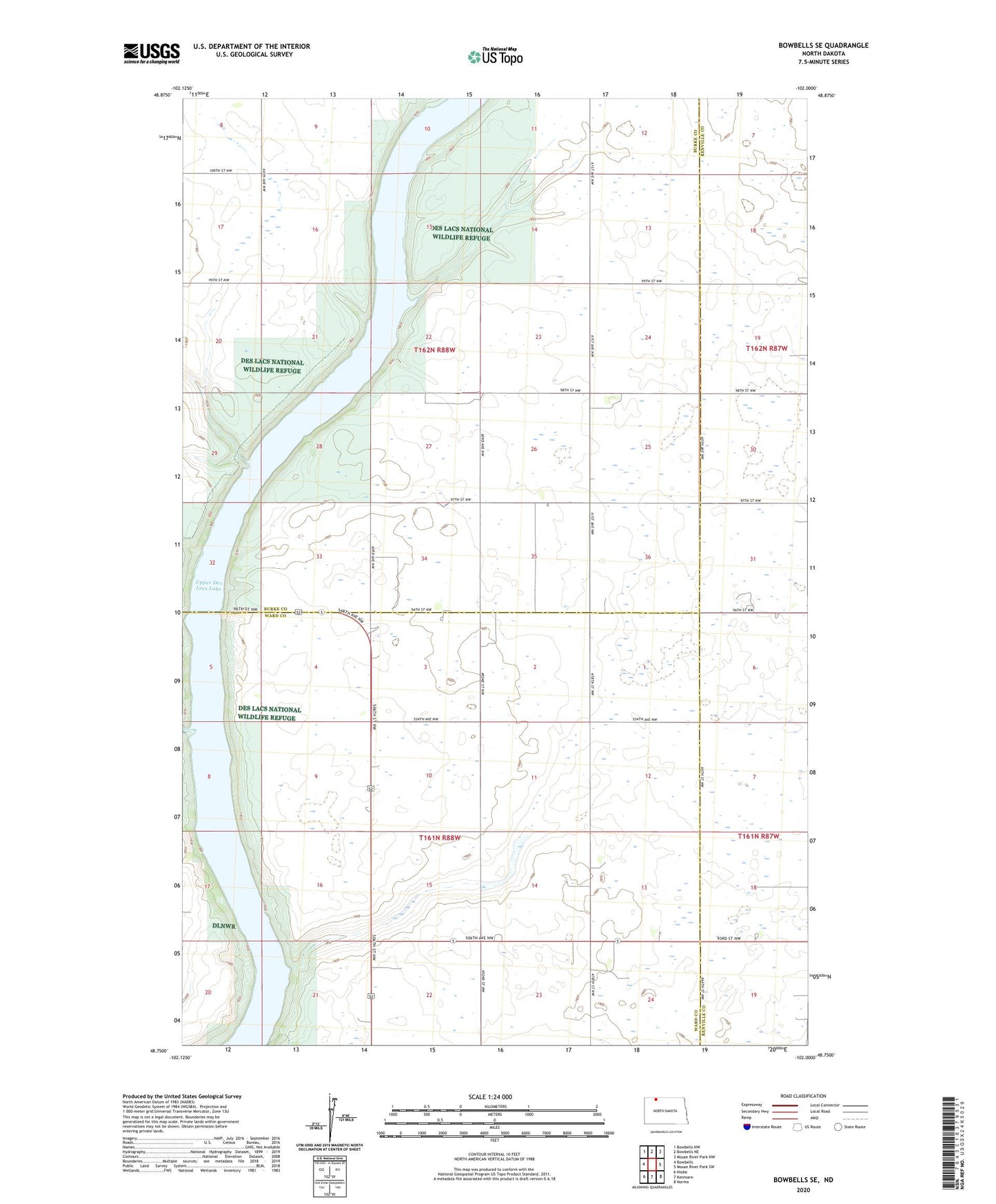Bowbells SE North Dakota US Topo Map Image