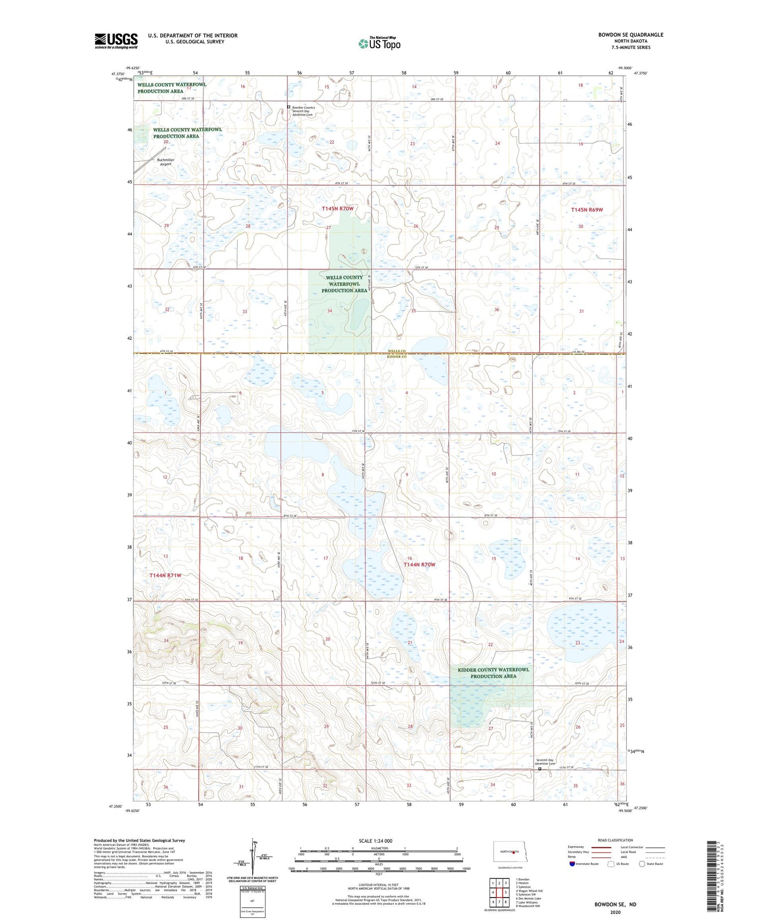 Bowdon SE North Dakota US Topo Map Image
