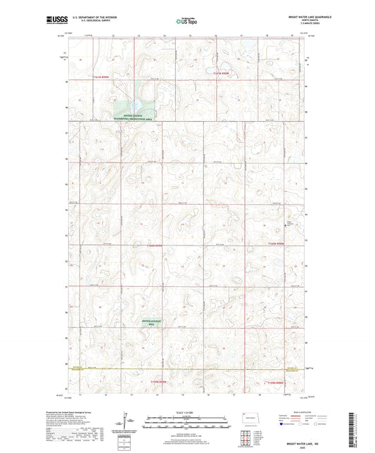 Bright Water Lake North Dakota US Topo Map Image