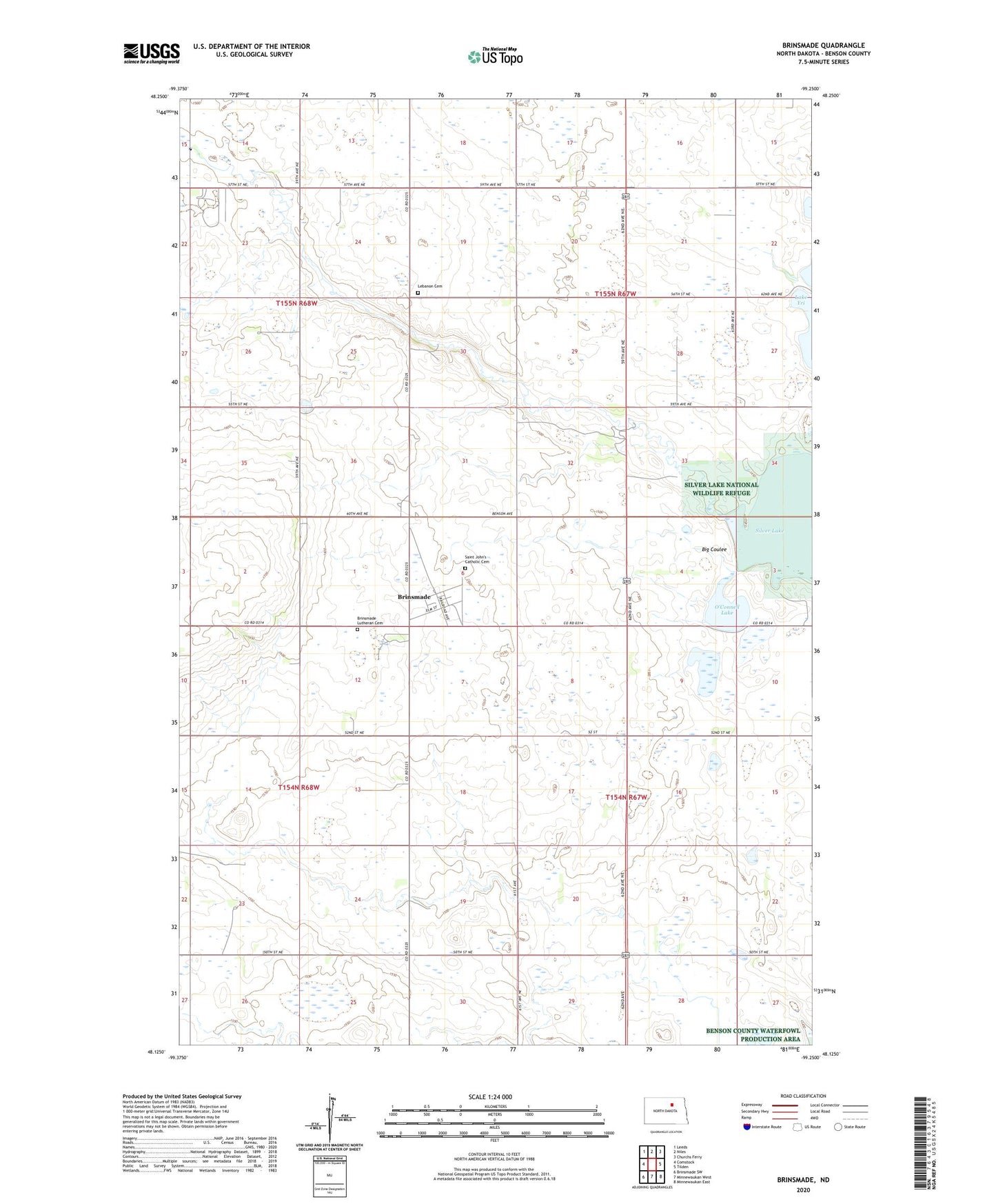 Brinsmade North Dakota US Topo Map Image