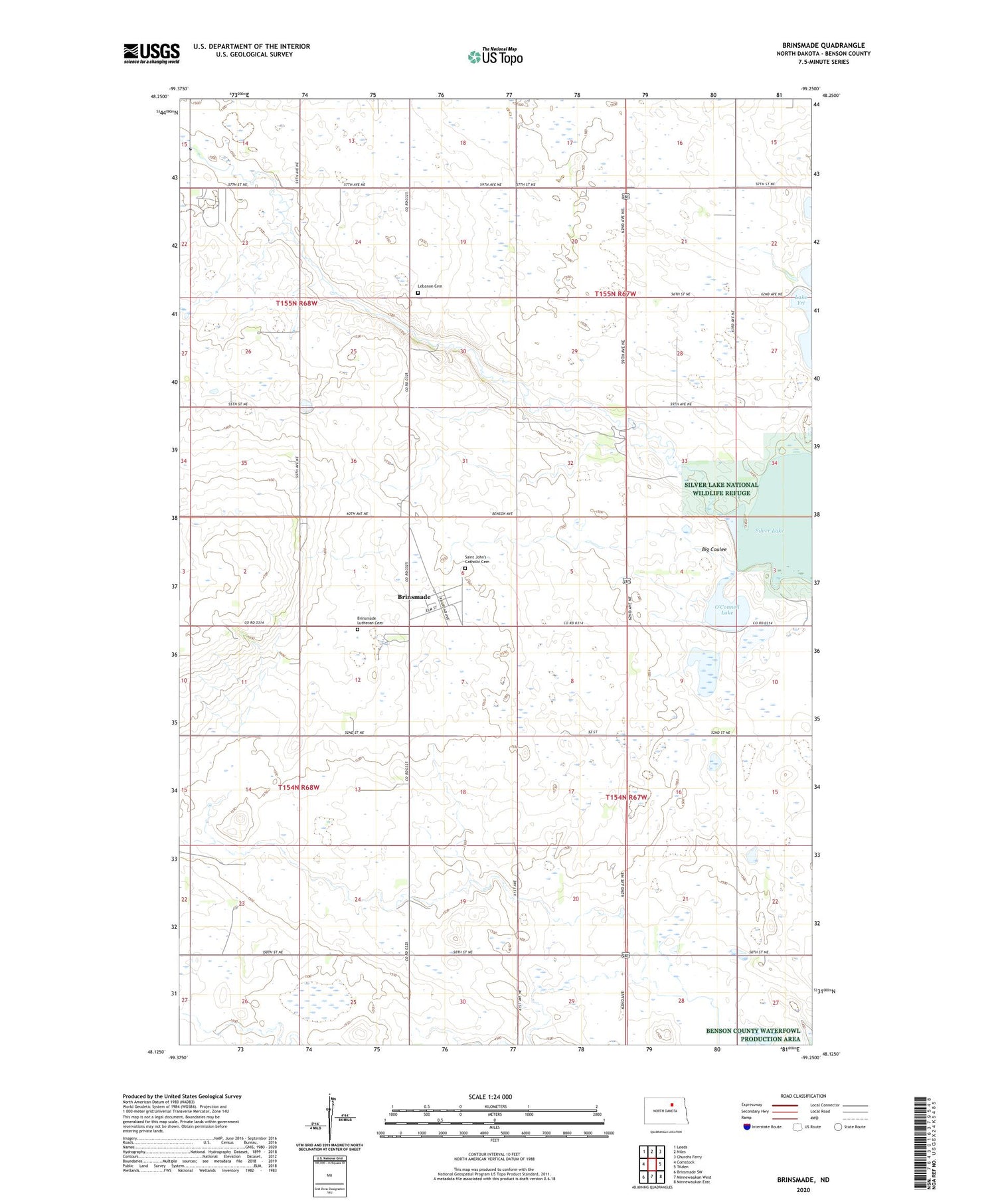 Brinsmade North Dakota US Topo Map Image
