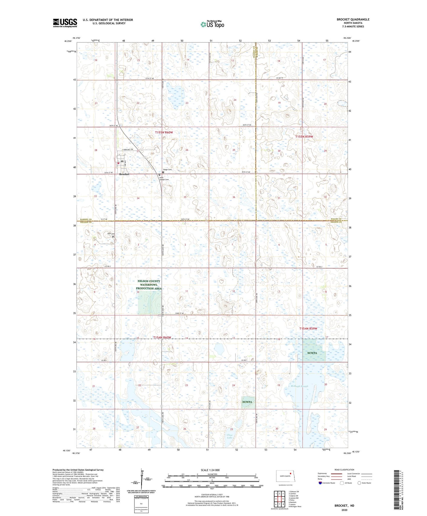 Brocket North Dakota US Topo Map Image