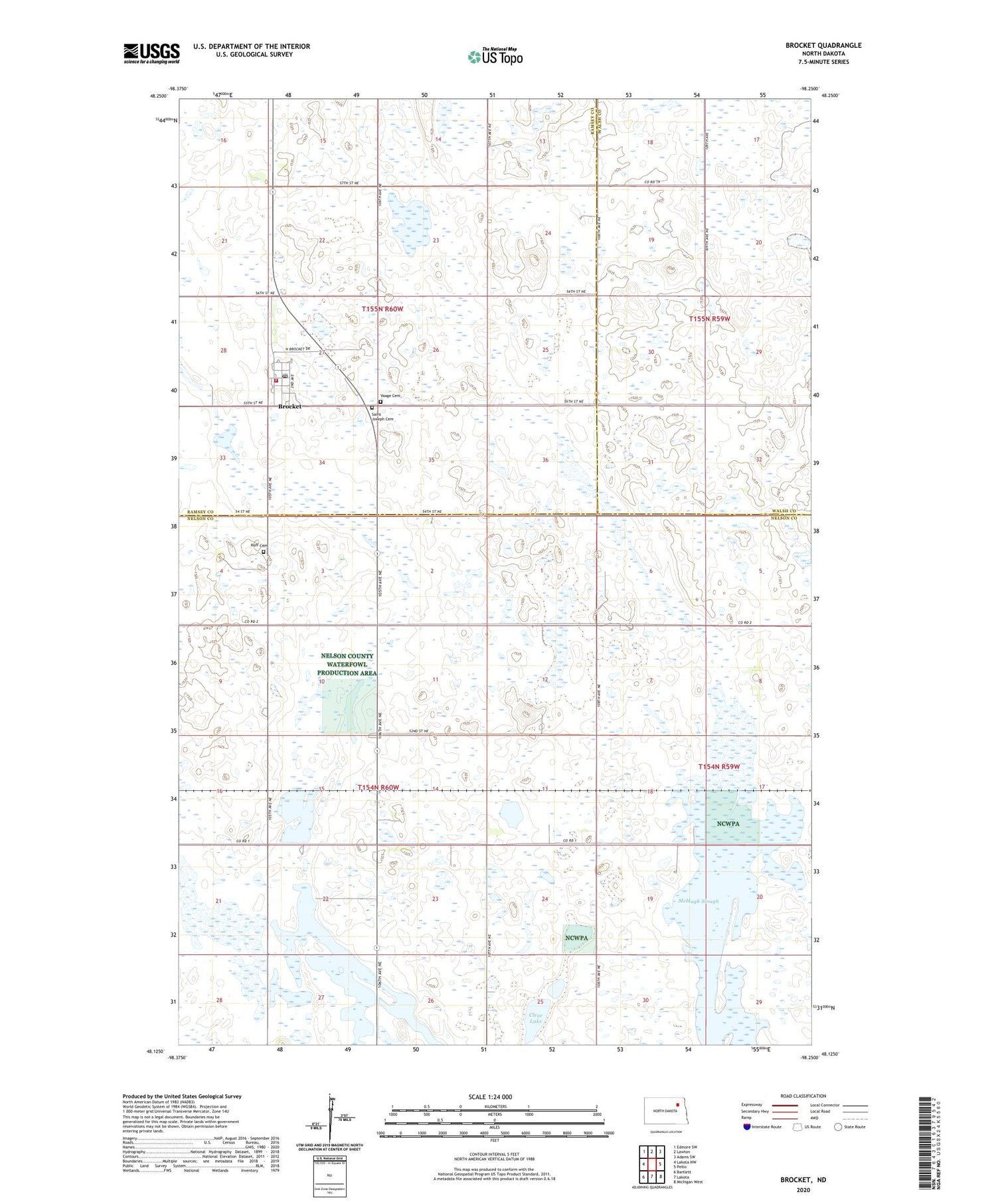 Brocket North Dakota US Topo Map Image