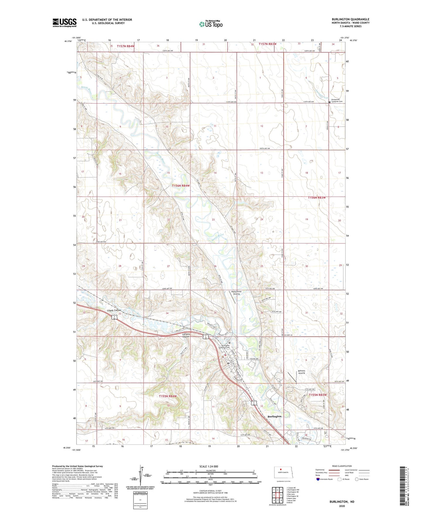 Burlington North Dakota US Topo Map Image