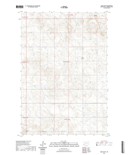 Camel Butte North Dakota US Topo Map Image