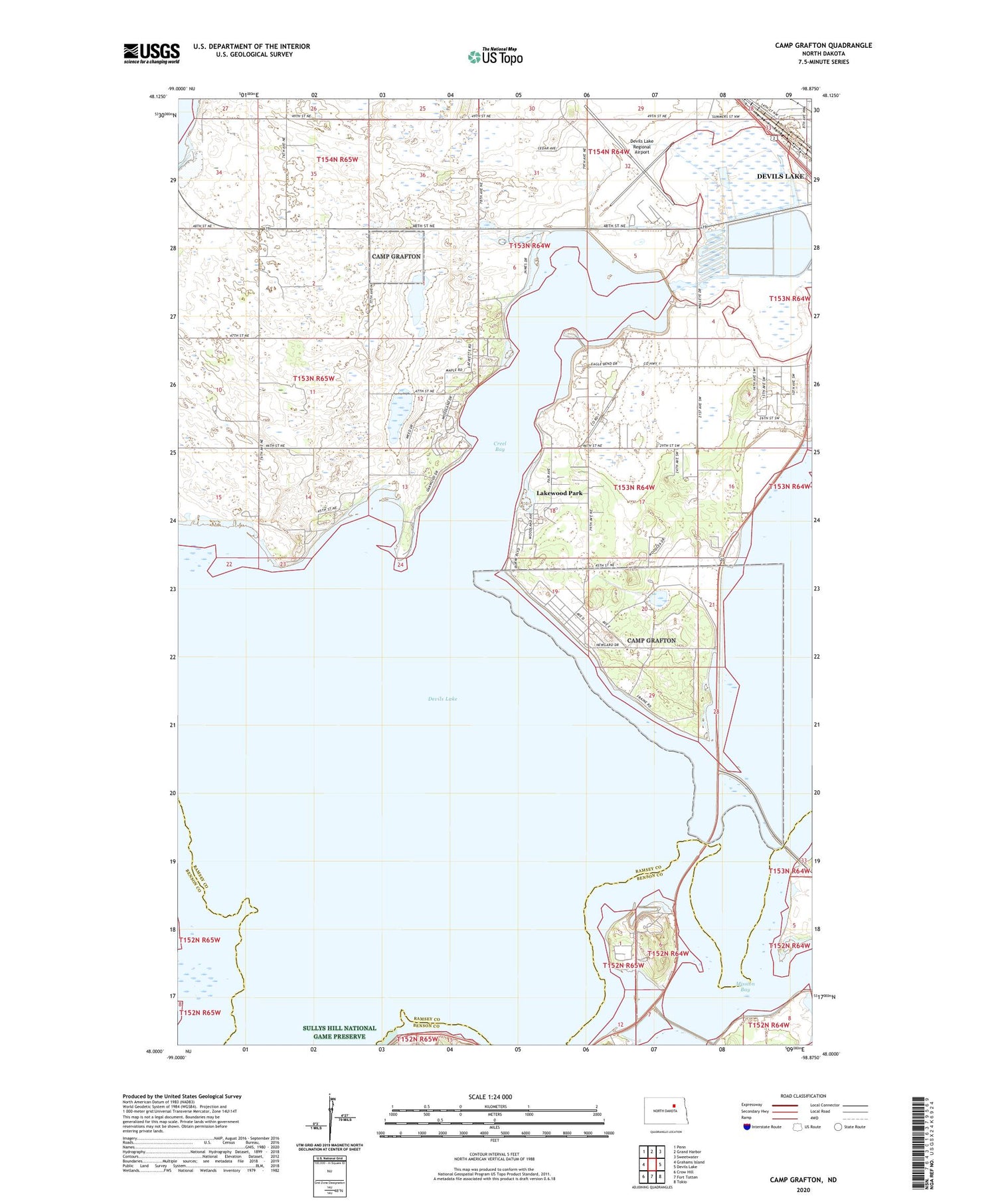 Camp Grafton North Dakota US Topo Map Image