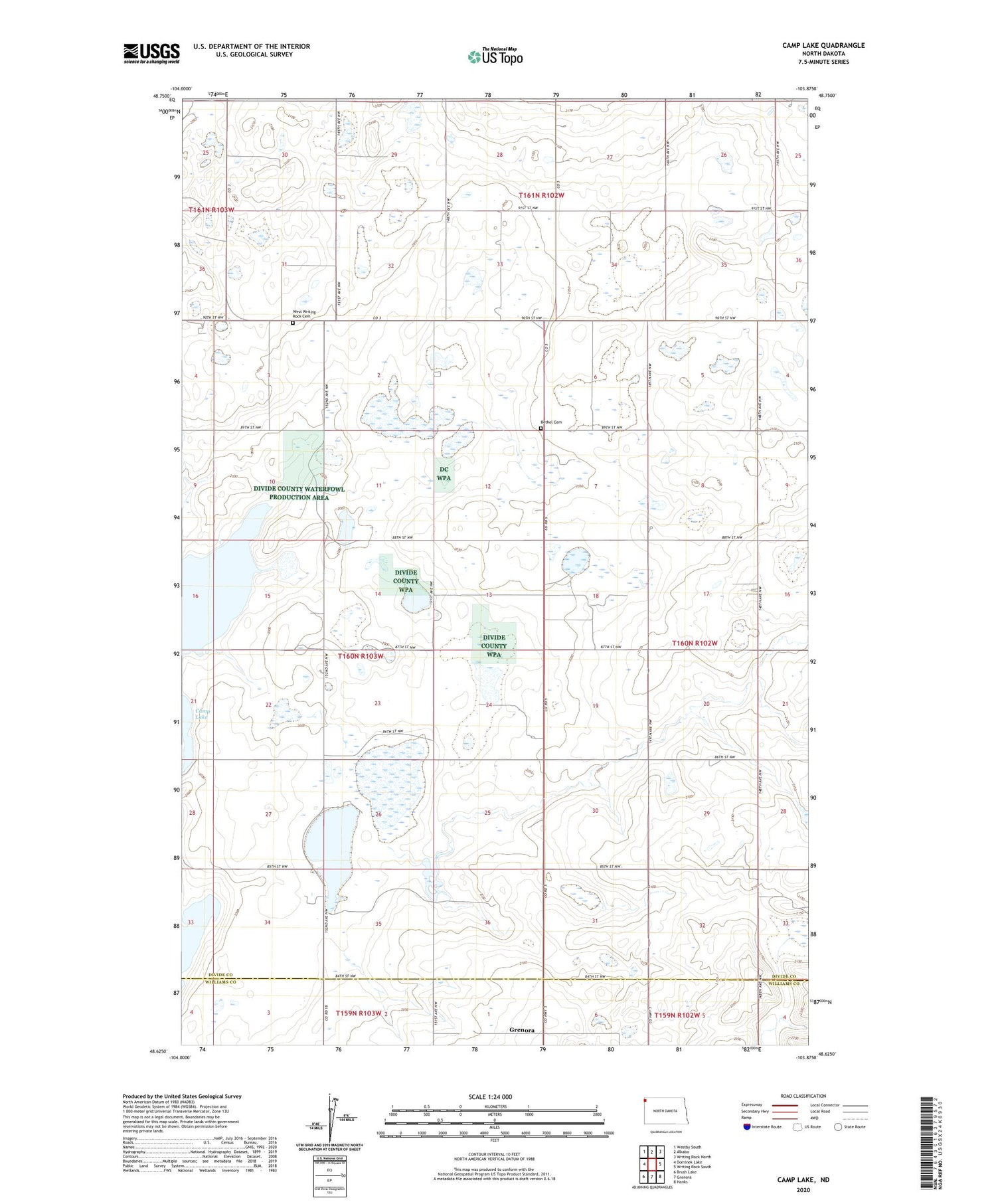 Camp Lake North Dakota US Topo Map Image