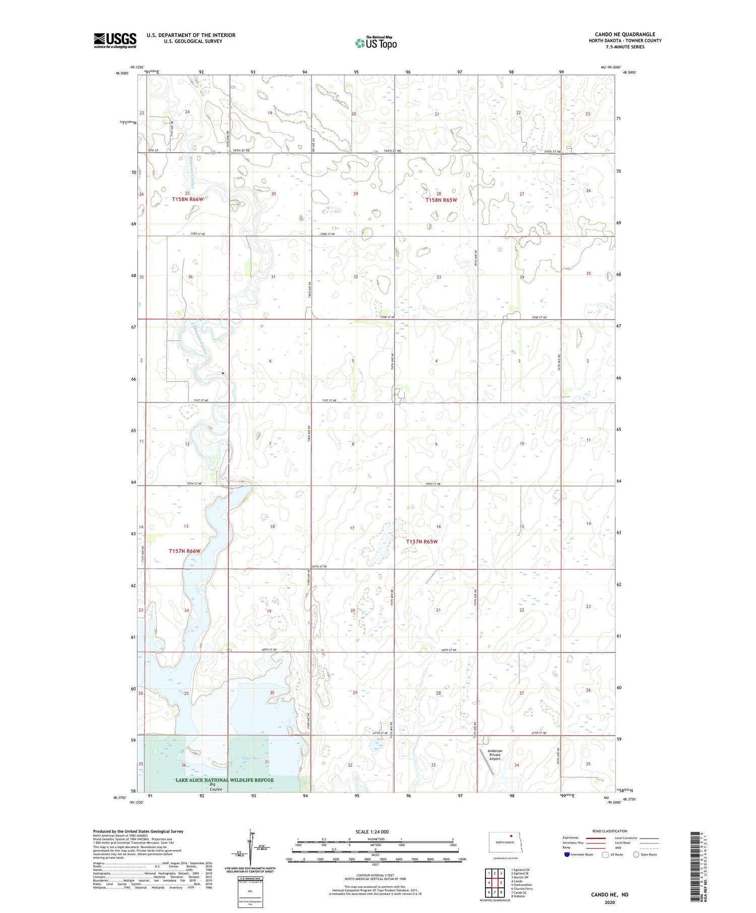 Cando NE North Dakota US Topo Map Image