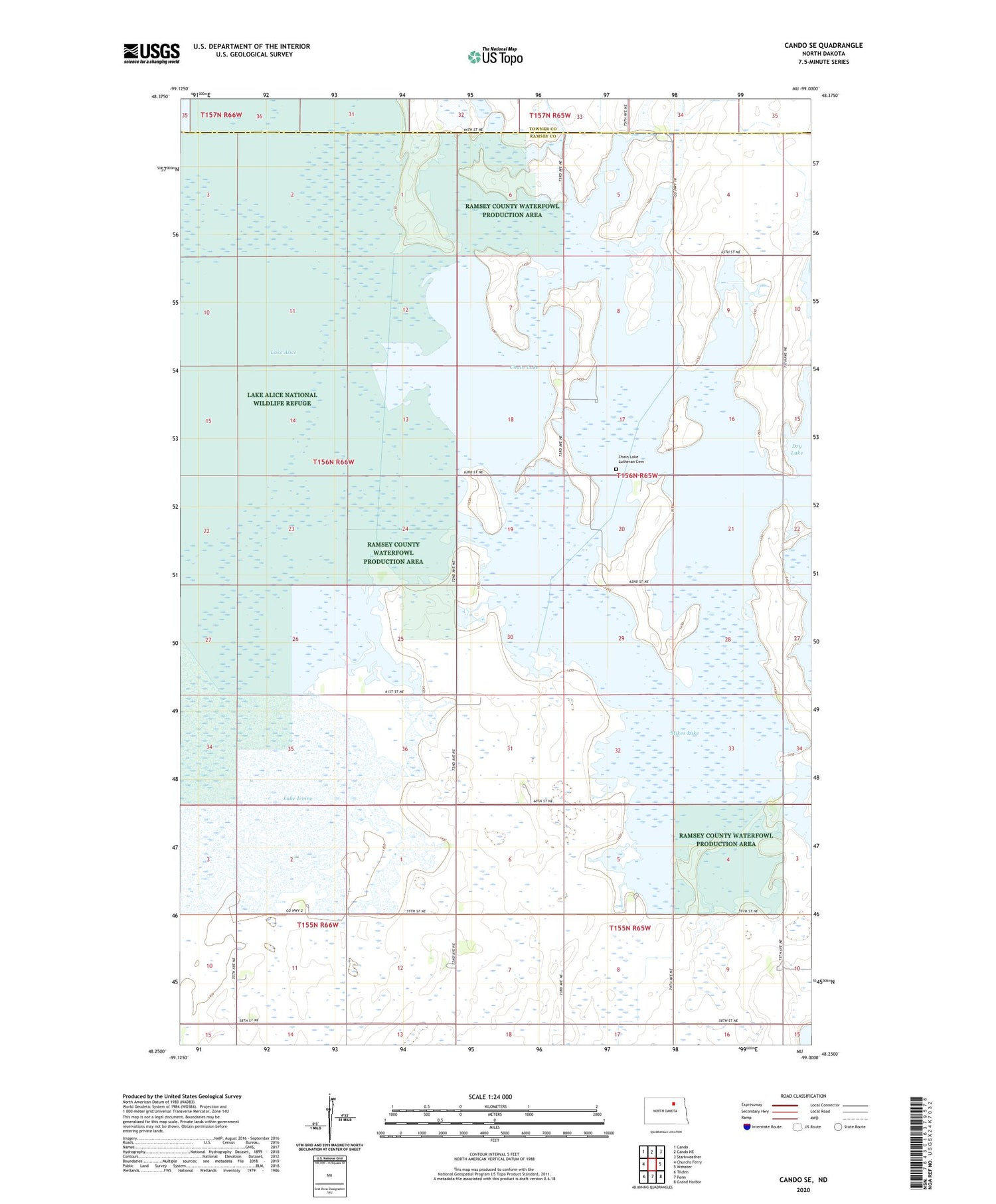 Cando SE North Dakota US Topo Map Image