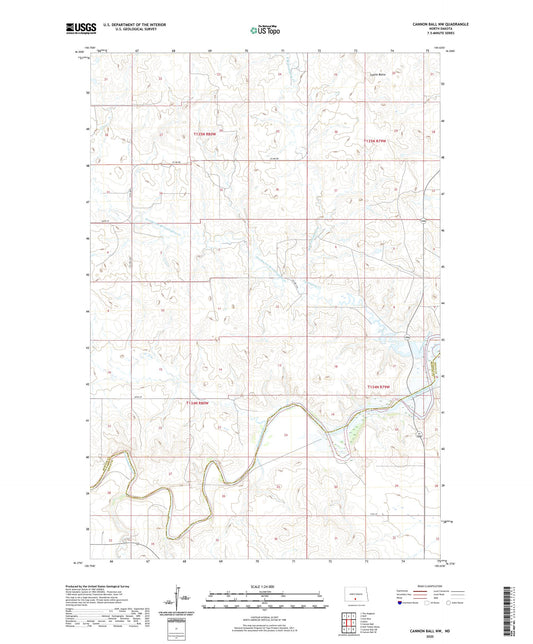 Cannon Ball NW North Dakota US Topo Map Image
