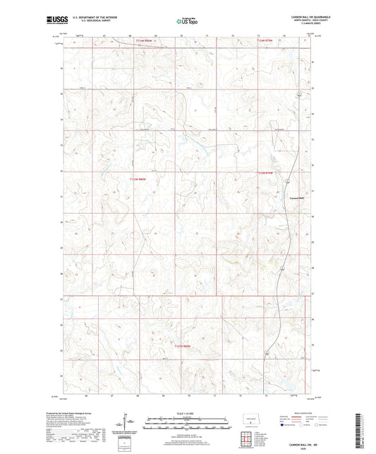 Cannon Ball SW North Dakota US Topo Map Image