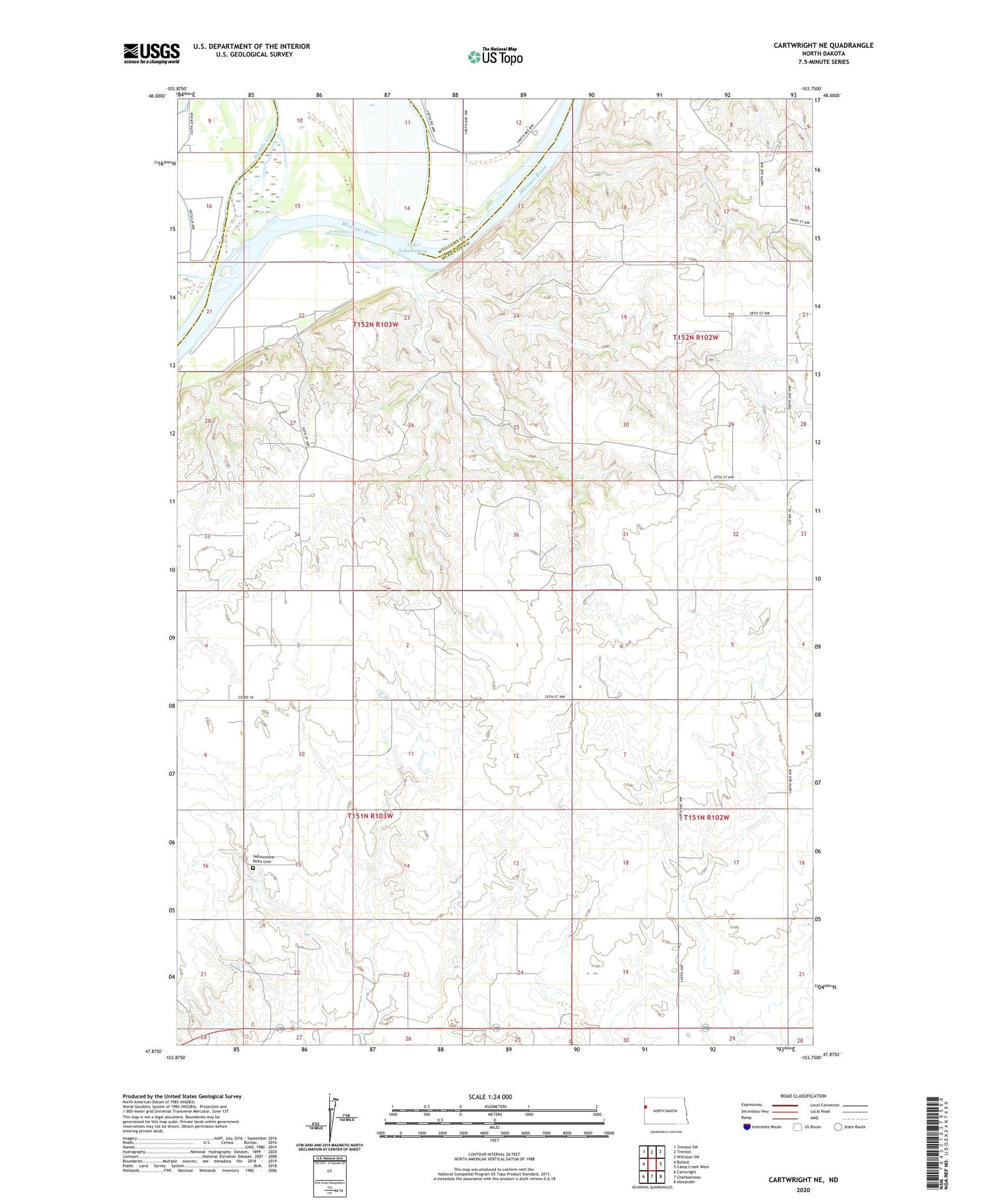 Cartwright NE North Dakota US Topo Map Image