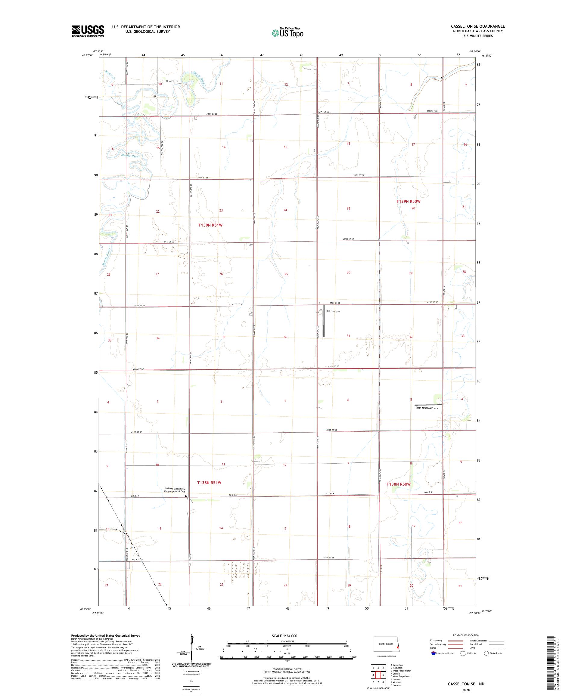 Casselton SE North Dakota US Topo Map – MyTopo Map Store