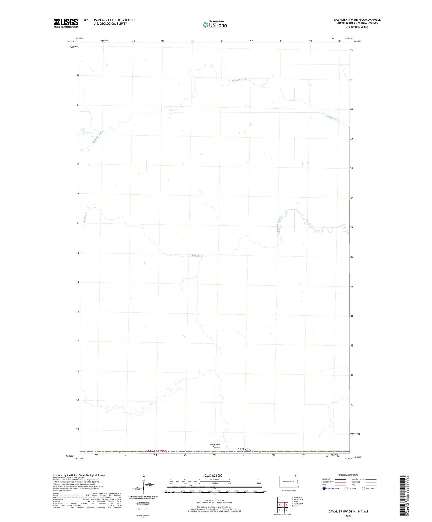 Cavalier NW OE N North Dakota US Topo Map Image