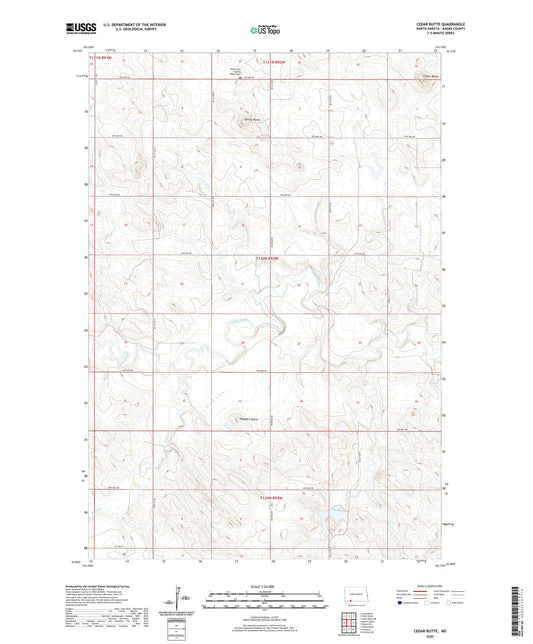 Cedar Butte North Dakota US Topo Map Image