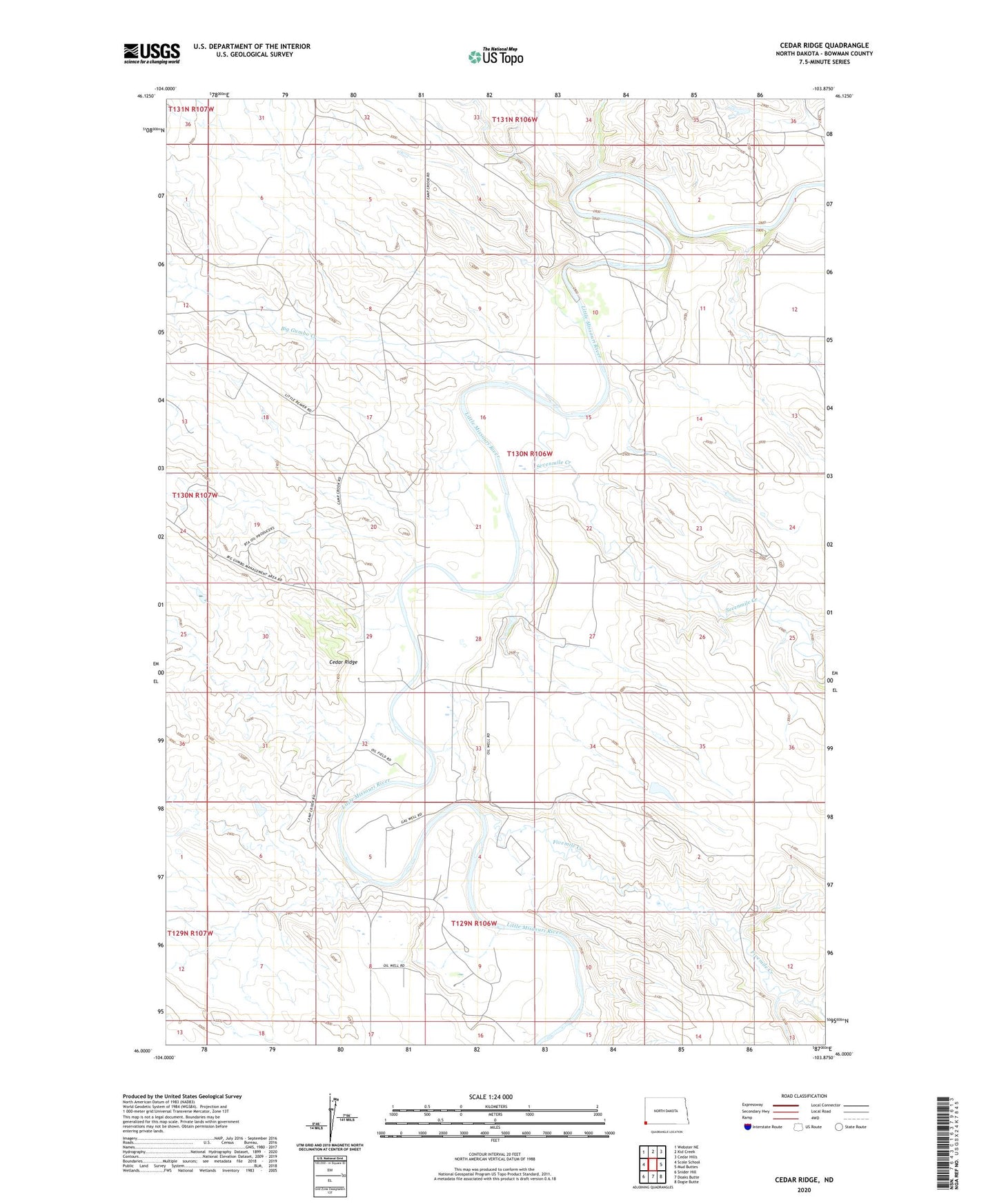 Cedar Ridge North Dakota US Topo Map Image