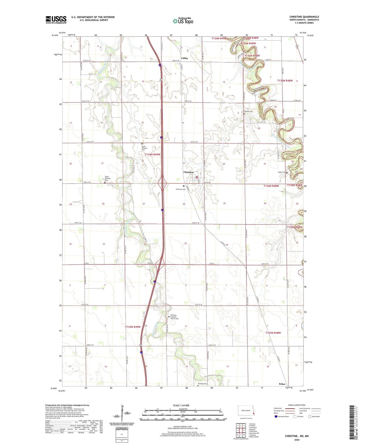 Christine North Dakota US Topo Map Image