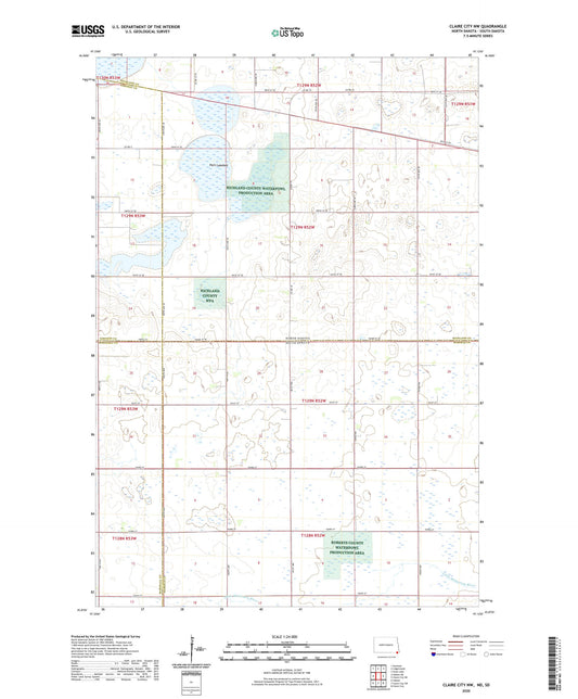 Claire City NW North Dakota US Topo Map Image