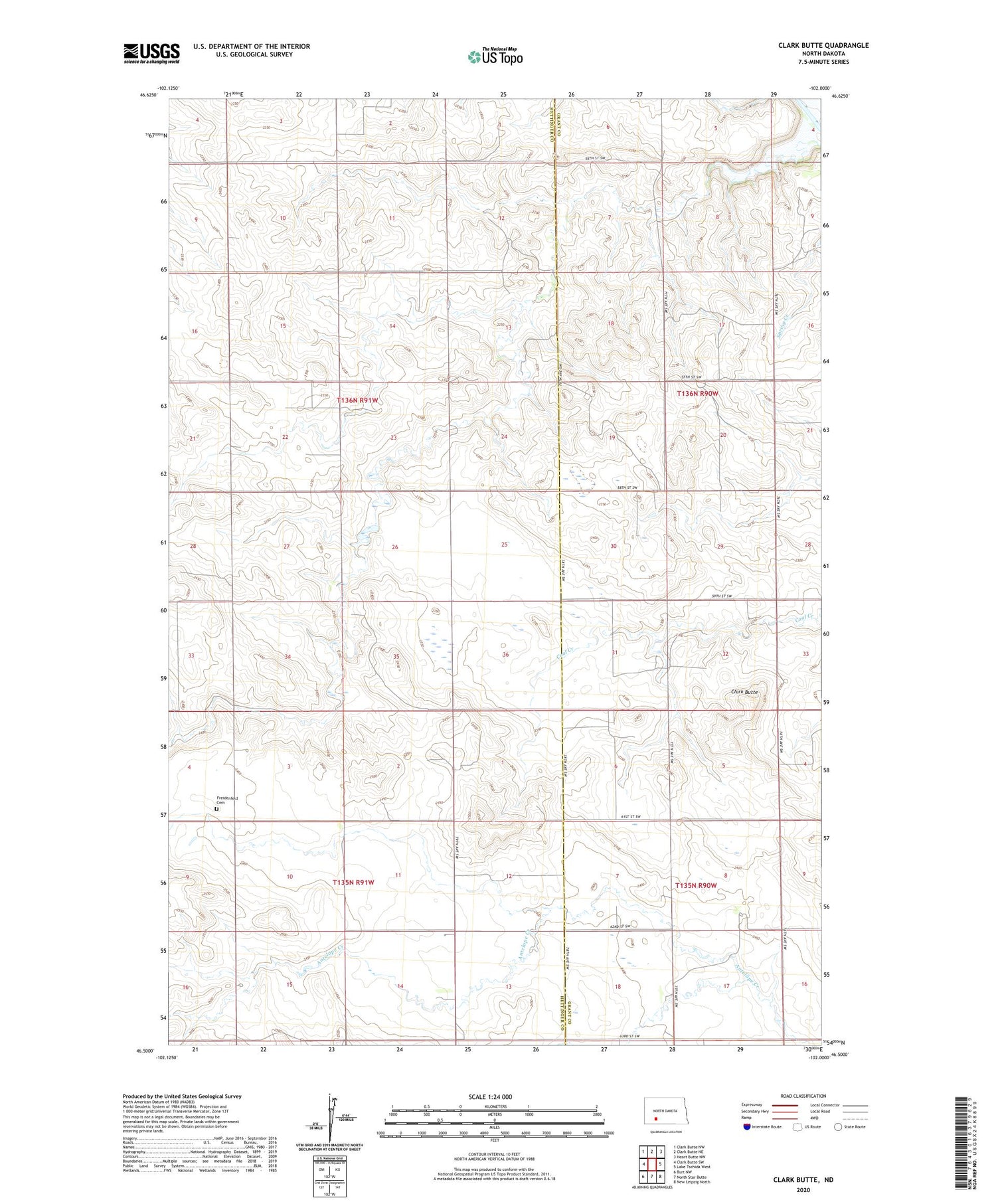 Clark Butte North Dakota US Topo Map Image