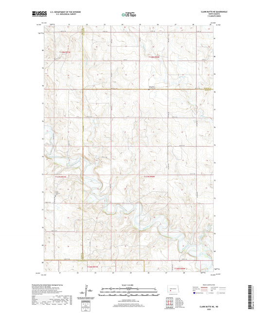 Clark Butte NE North Dakota US Topo Map Image