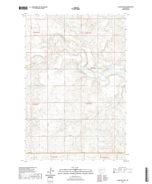 Clark Butte NW North Dakota US Topo Map Image