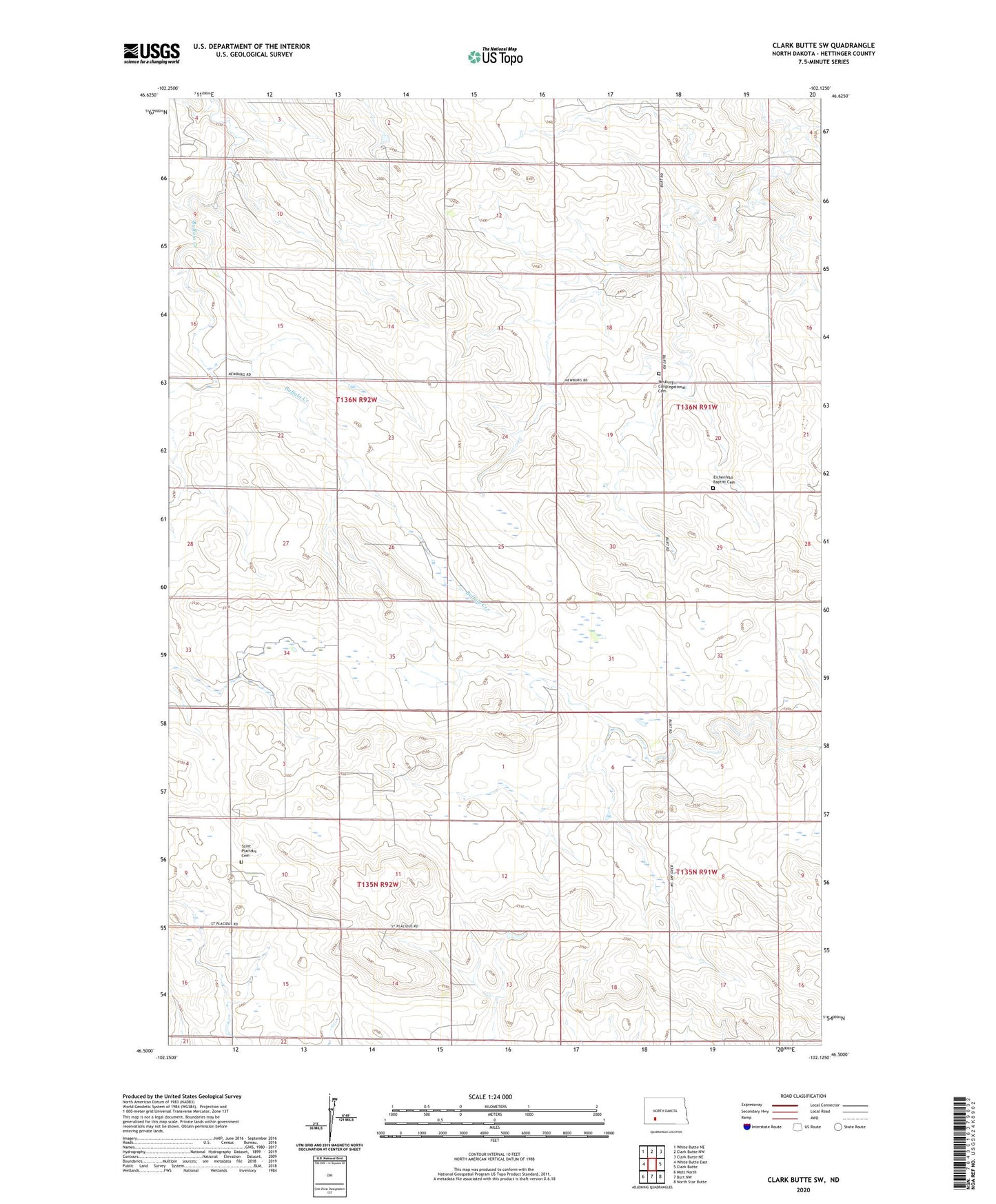 Clark Butte SW North Dakota US Topo Map Image