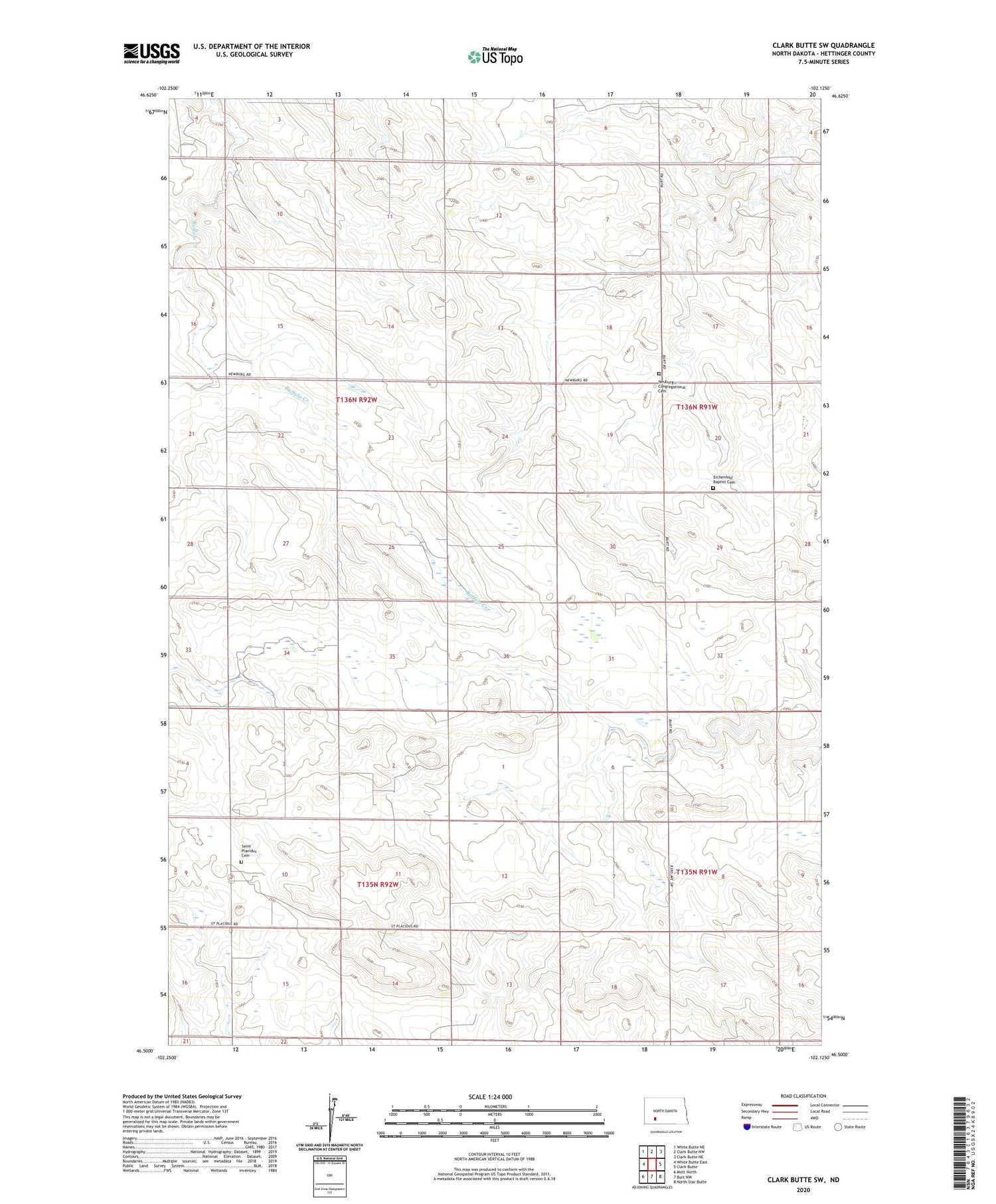 Clark Butte SW North Dakota US Topo Map Image