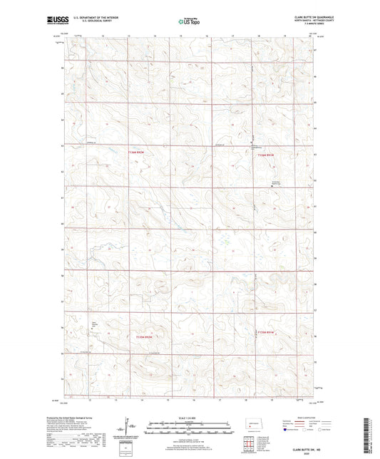 Clark Butte SW North Dakota US Topo Map Image