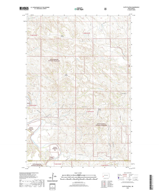Cliffs Plateau North Dakota US Topo Map Image