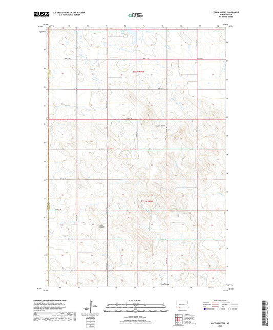 Coffin Buttes North Dakota US Topo Map Image