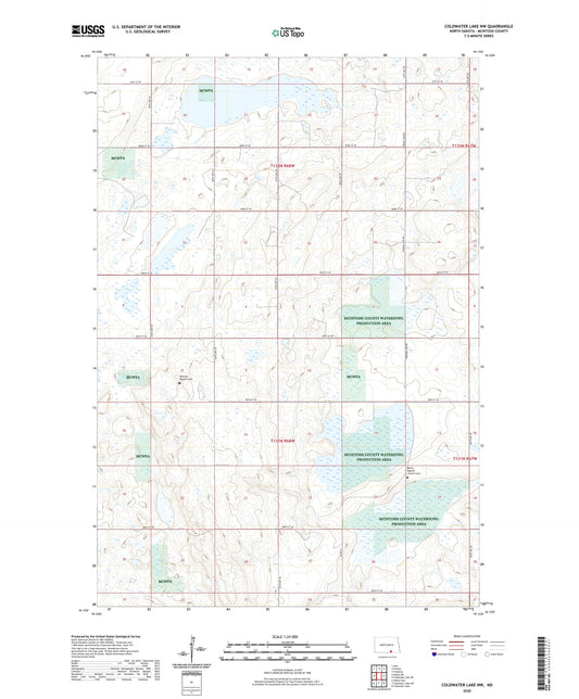Coldwater Lake NW North Dakota US Topo Map Image