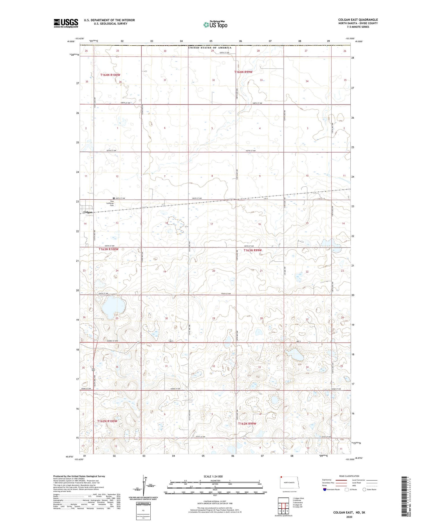 Colgan East North Dakota US Topo Map Image
