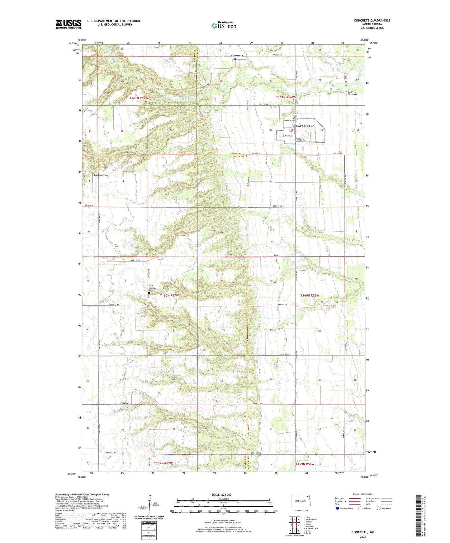 Concrete North Dakota US Topo Map Image