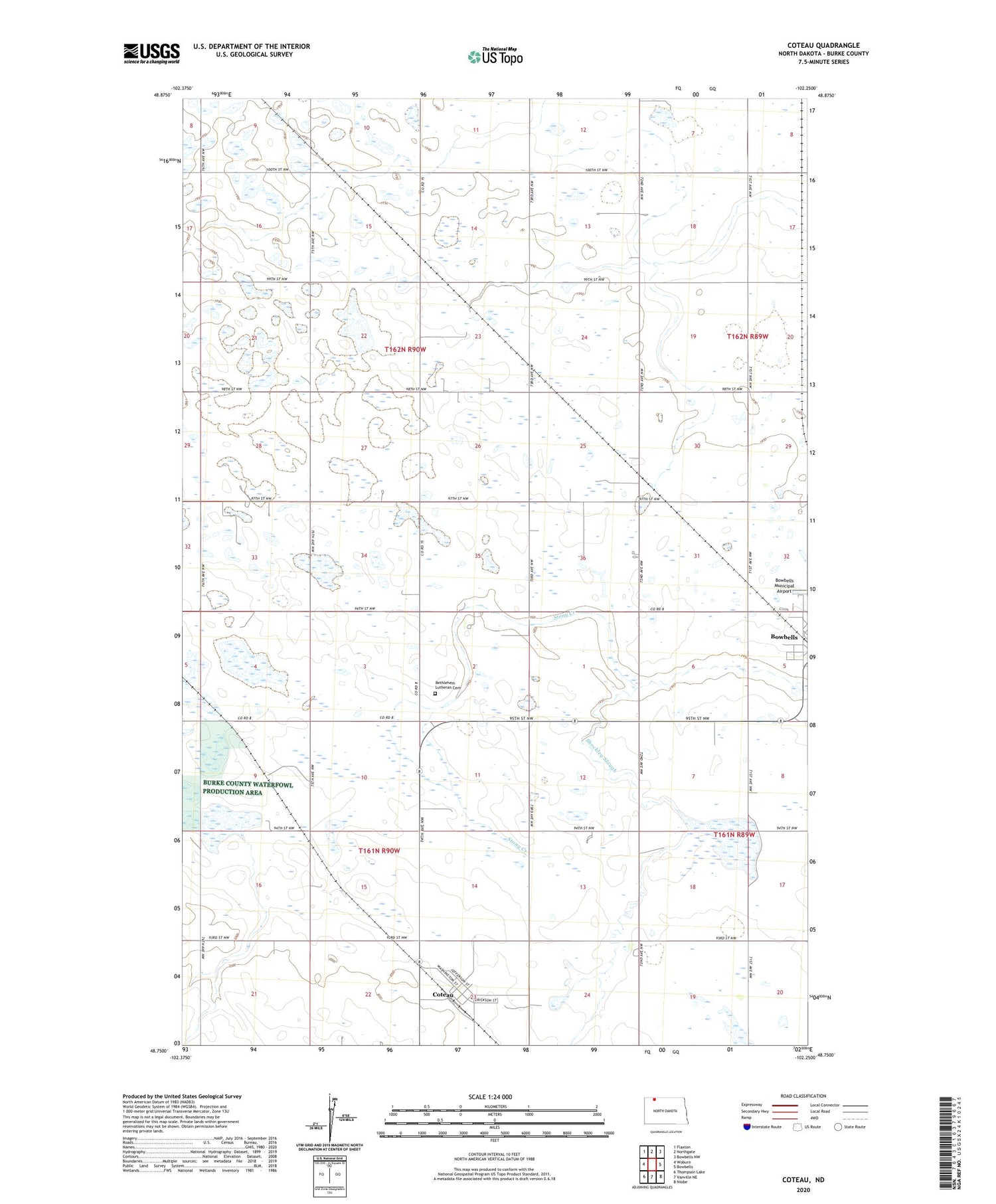 Coteau North Dakota US Topo Map Image