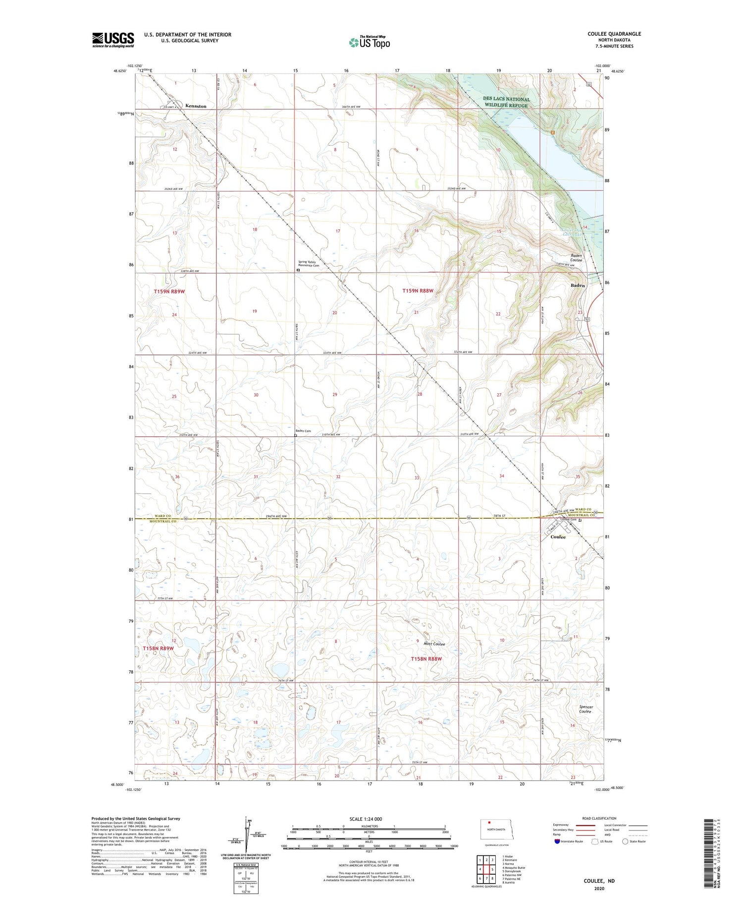 Coulee North Dakota US Topo Map Image