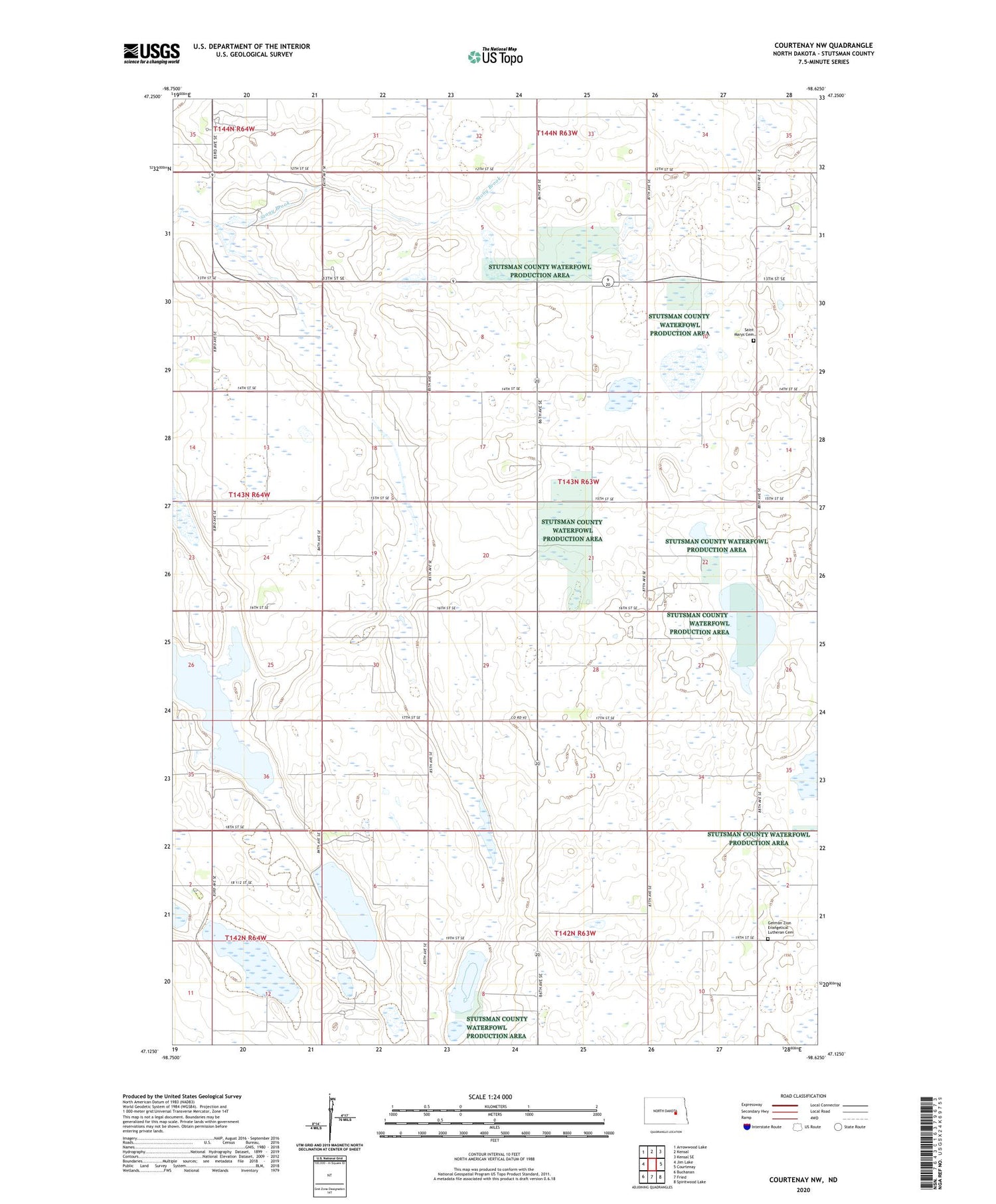 Courtenay NW North Dakota US Topo Map Image