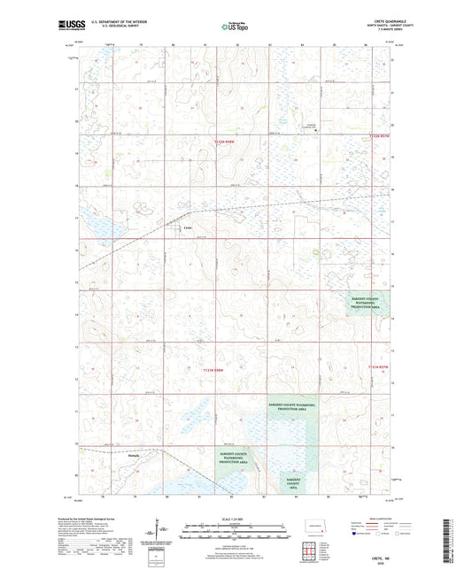 Crete North Dakota US Topo Map Image