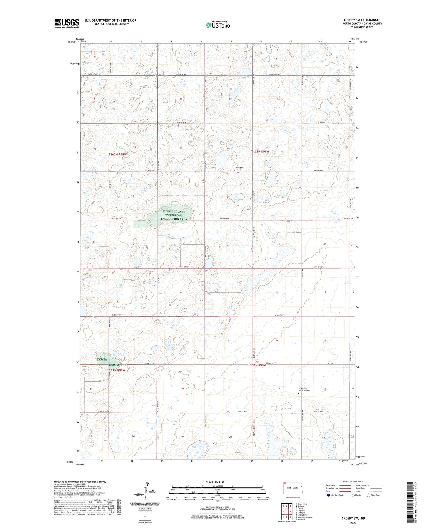 Crosby SW North Dakota US Topo Map Image