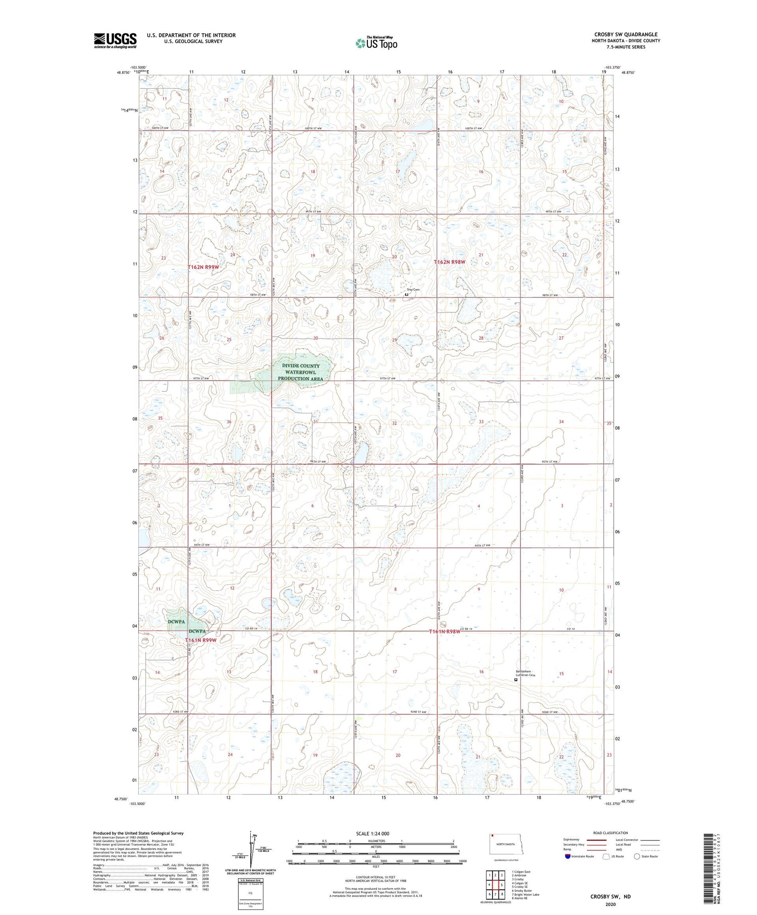 Crosby SW North Dakota US Topo Map Image