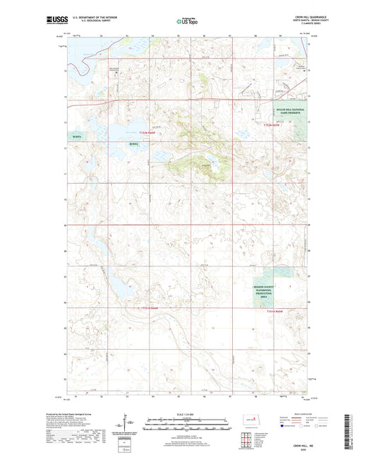 Crow Hill North Dakota US Topo Map Image