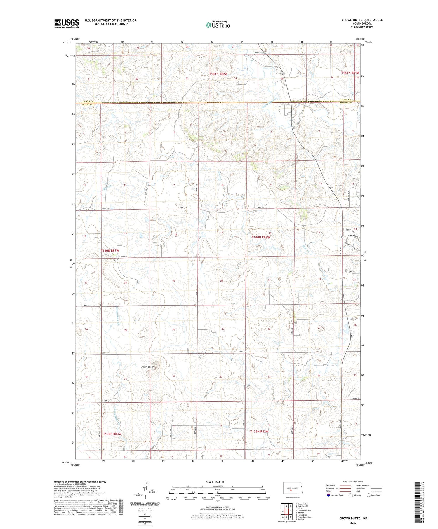 Crown Butte North Dakota US Topo Map Image