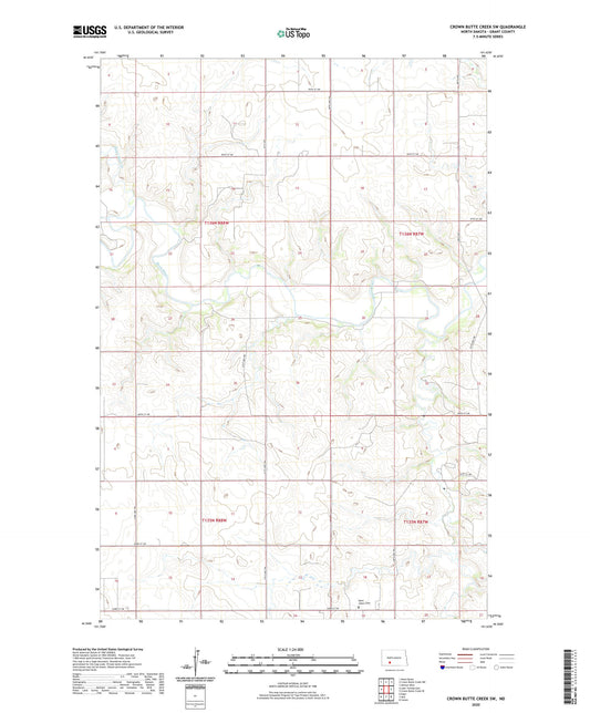 Crown Butte Creek SW North Dakota US Topo Map Image