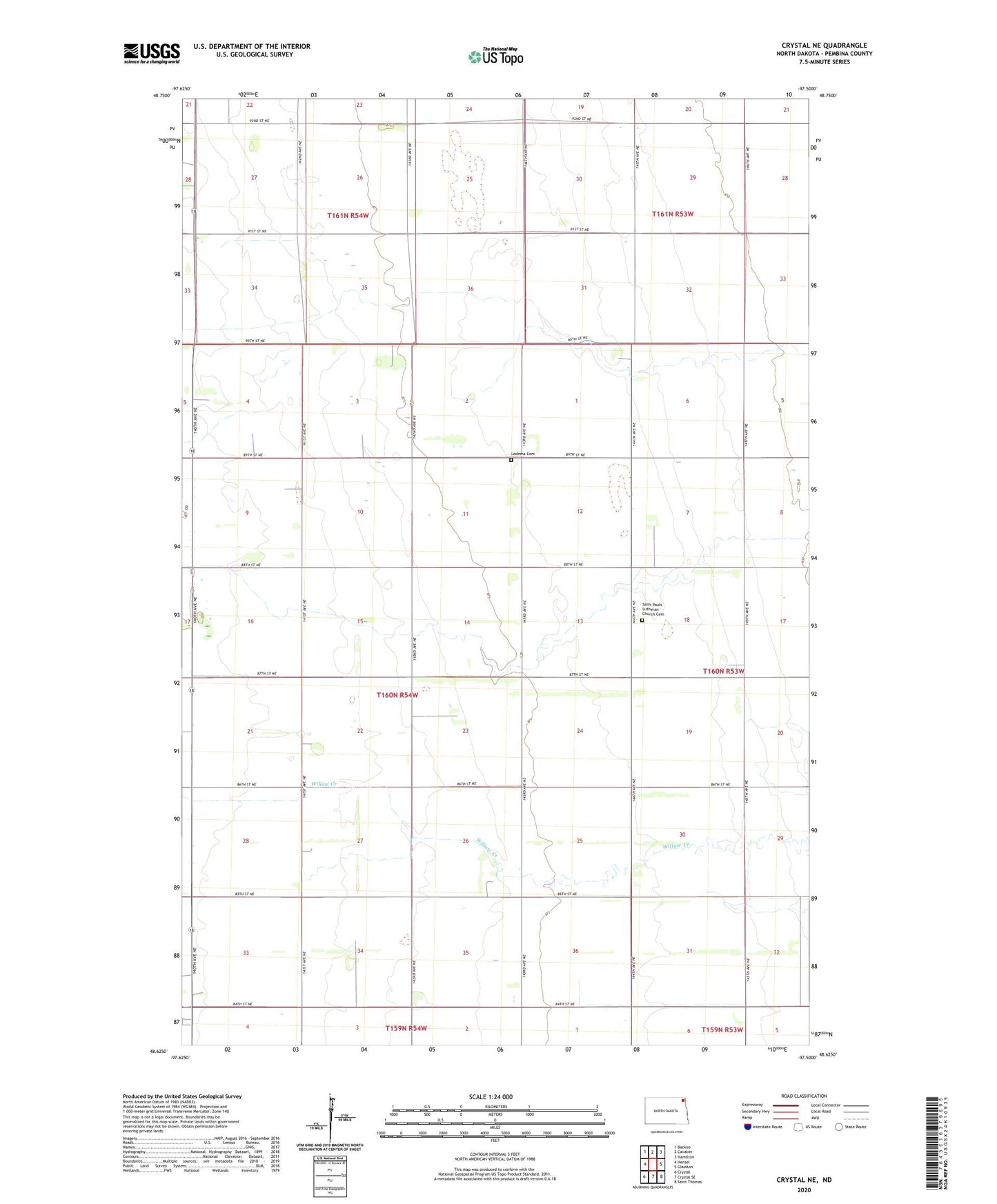Crystal NE North Dakota US Topo Map Image