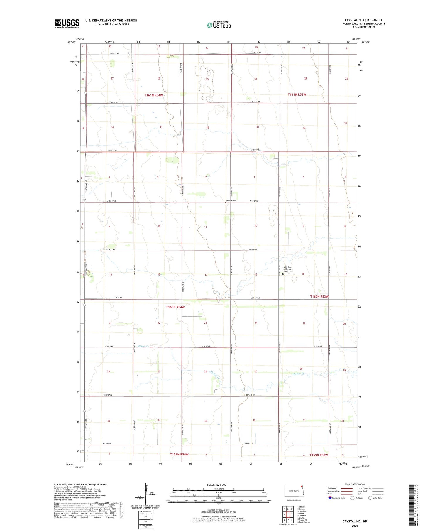 Crystal NE North Dakota US Topo Map Image