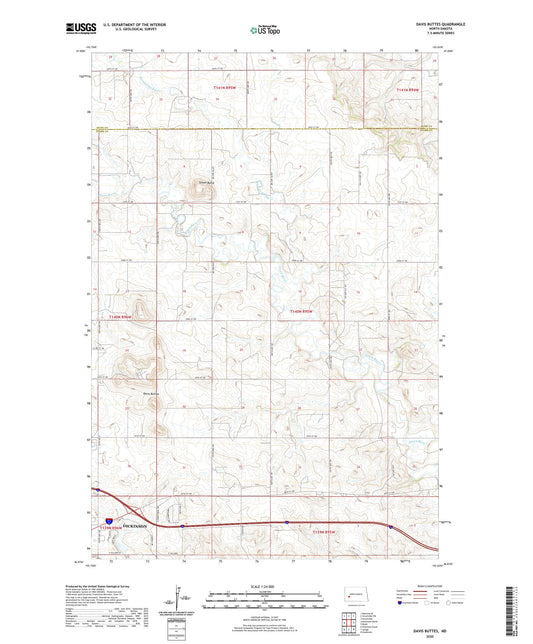 Davis Buttes North Dakota US Topo Map Image