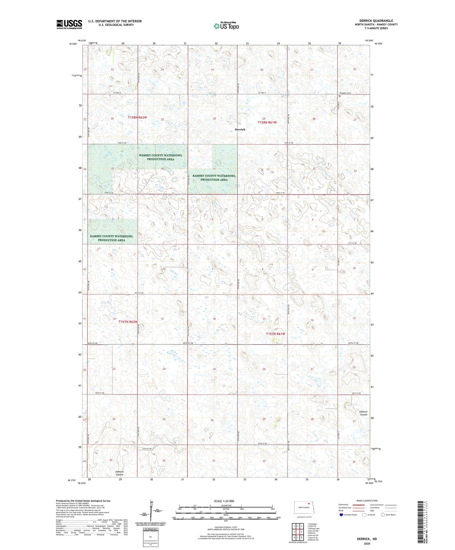 Derrick North Dakota US Topo Map Image
