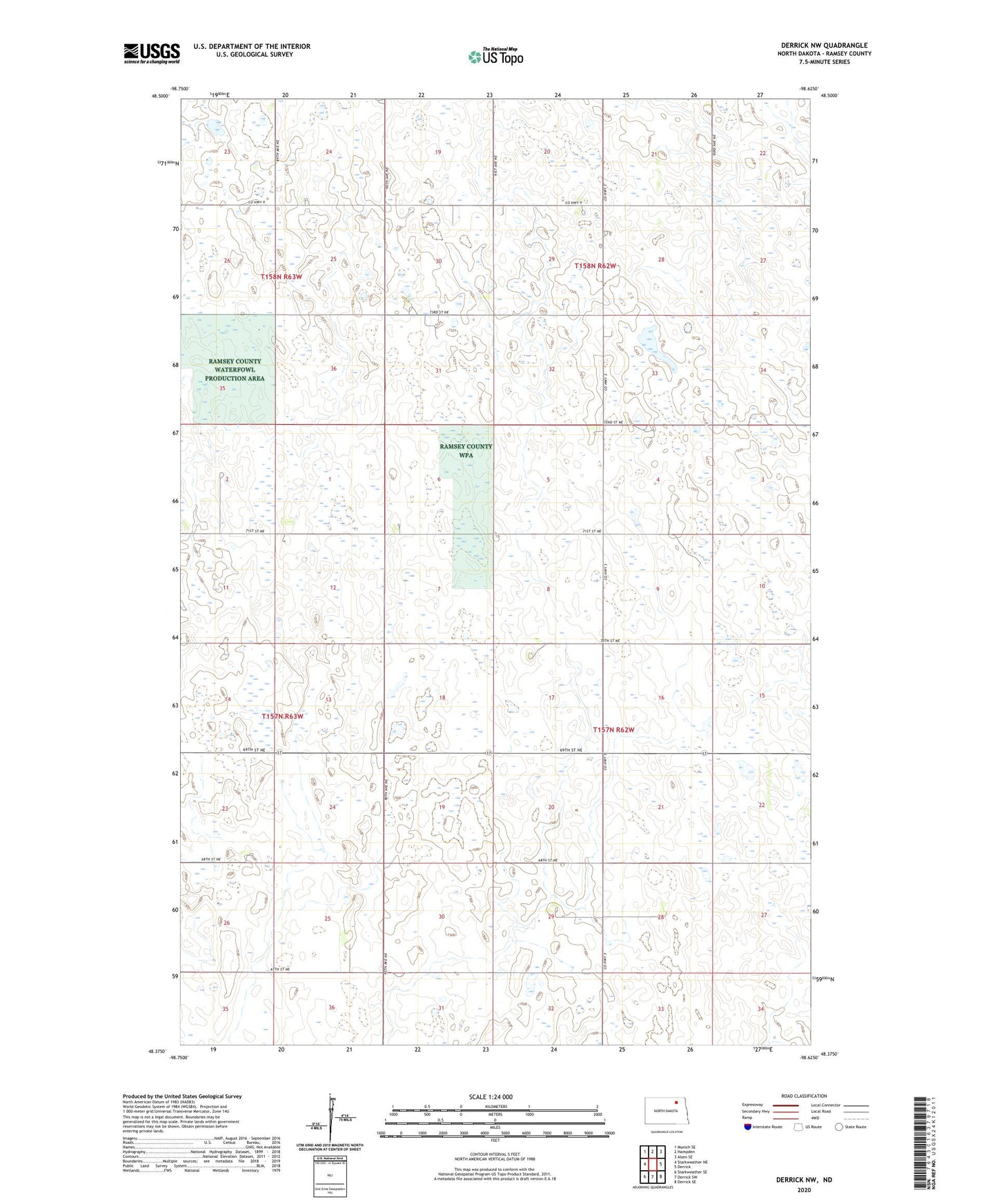 Derrick NW North Dakota US Topo Map Image
