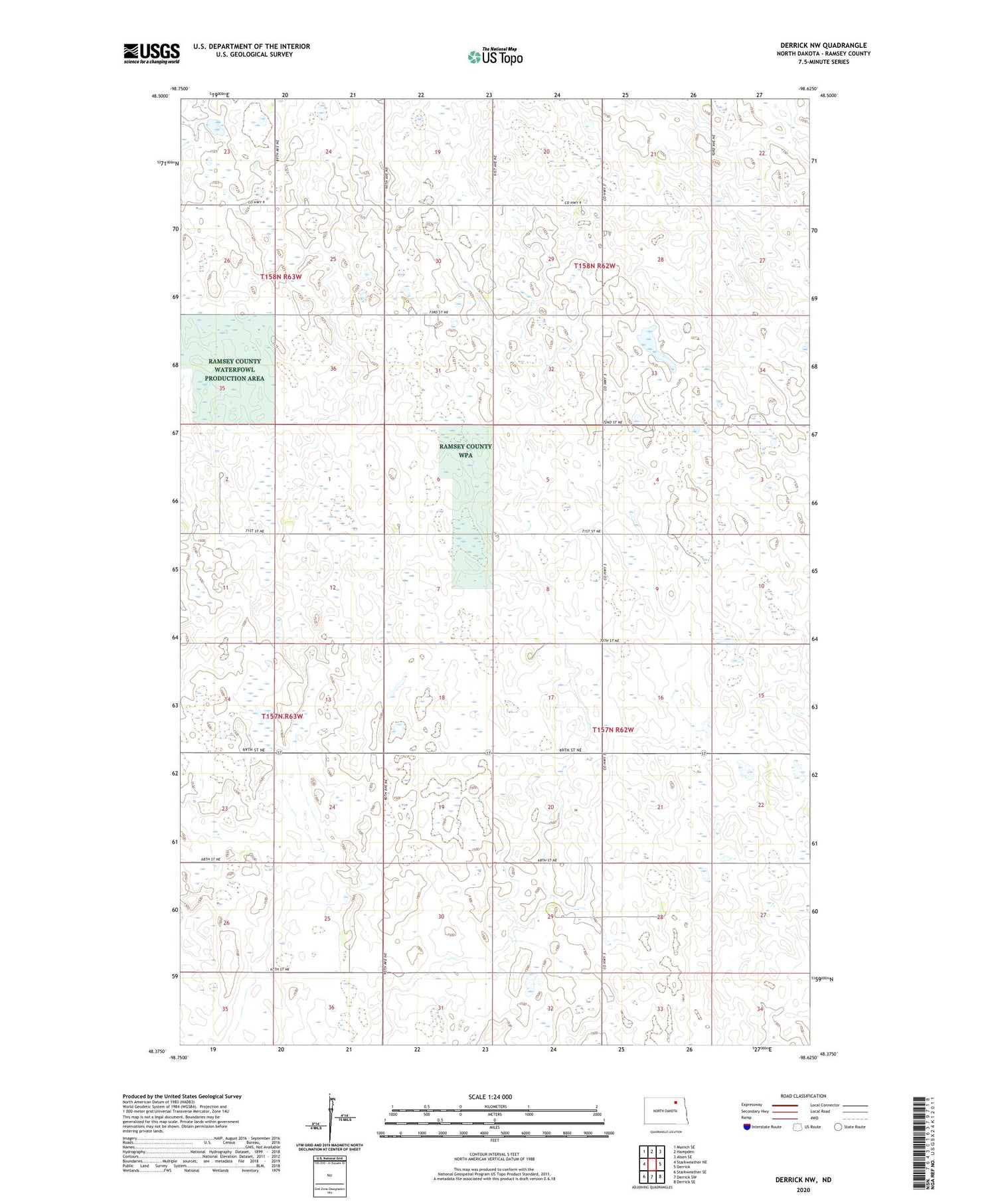 Derrick NW North Dakota US Topo Map Image